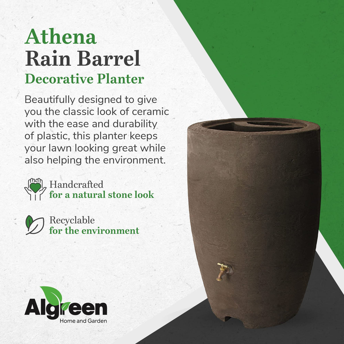 50 Gallon Plastic Rain Barrel with Brass Spigot U236