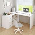 White L Shaped Corner Desk with 3 Drawers 55 inch J962