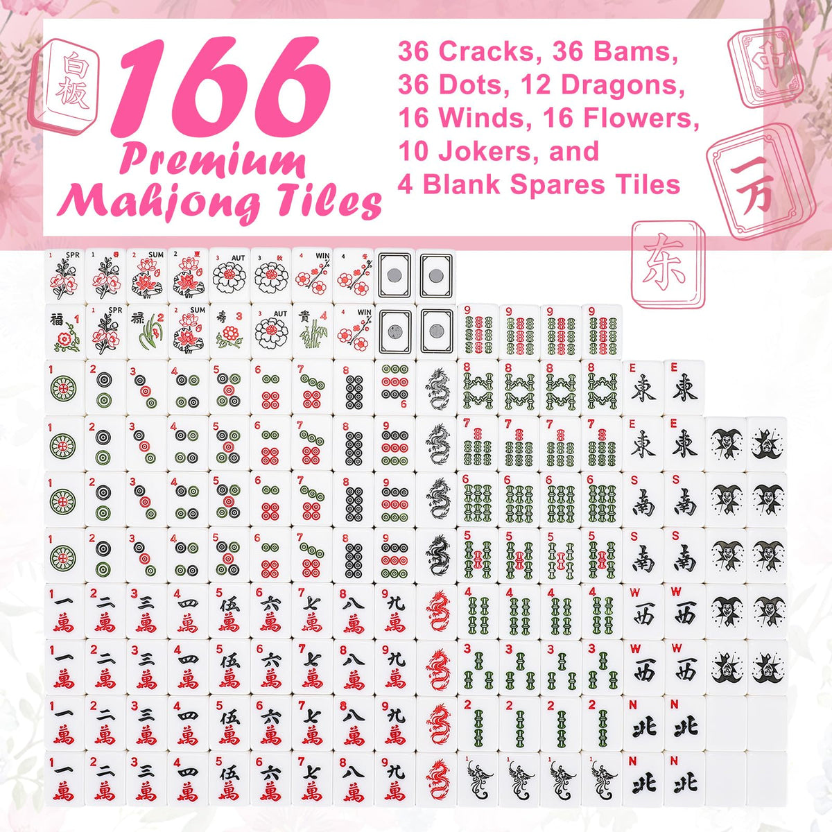 179 Pcs American Mahjong Tiles Set with Bags G107