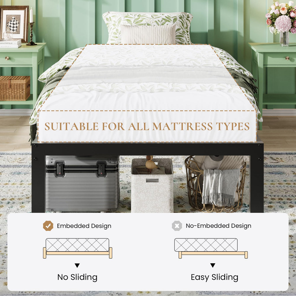 14 Inch Heavy Duty Twin Metal Bed Frame L650