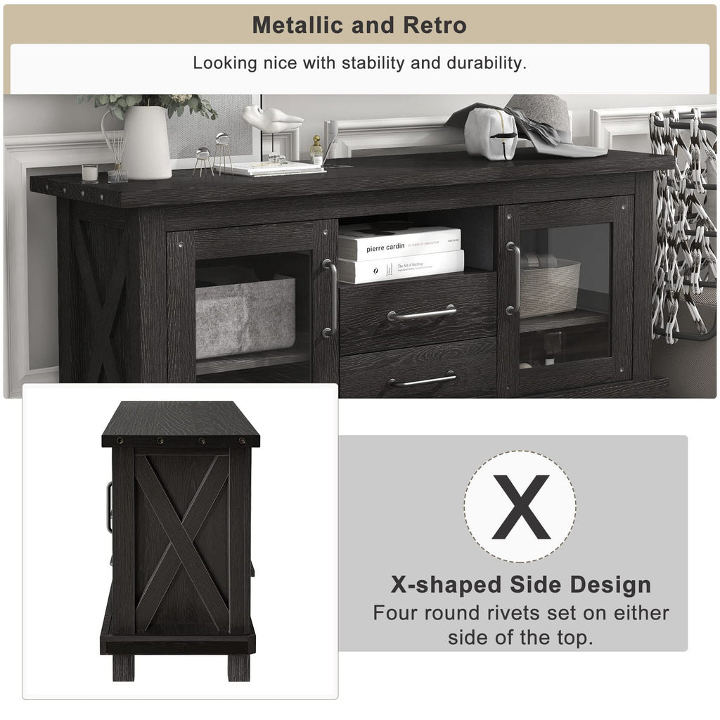 Espresso Particleboard TV Stand with Two Drawers I515