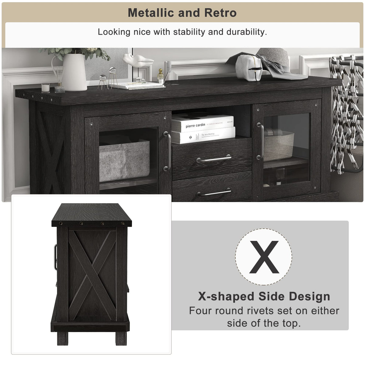 Espresso Particleboard TV Stand with Two Drawers I515