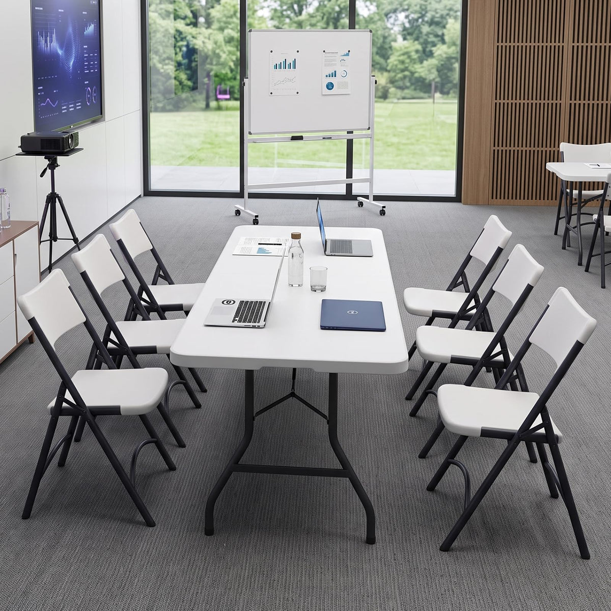 4 Pack White Folding Chair with Steel Frame G817237
