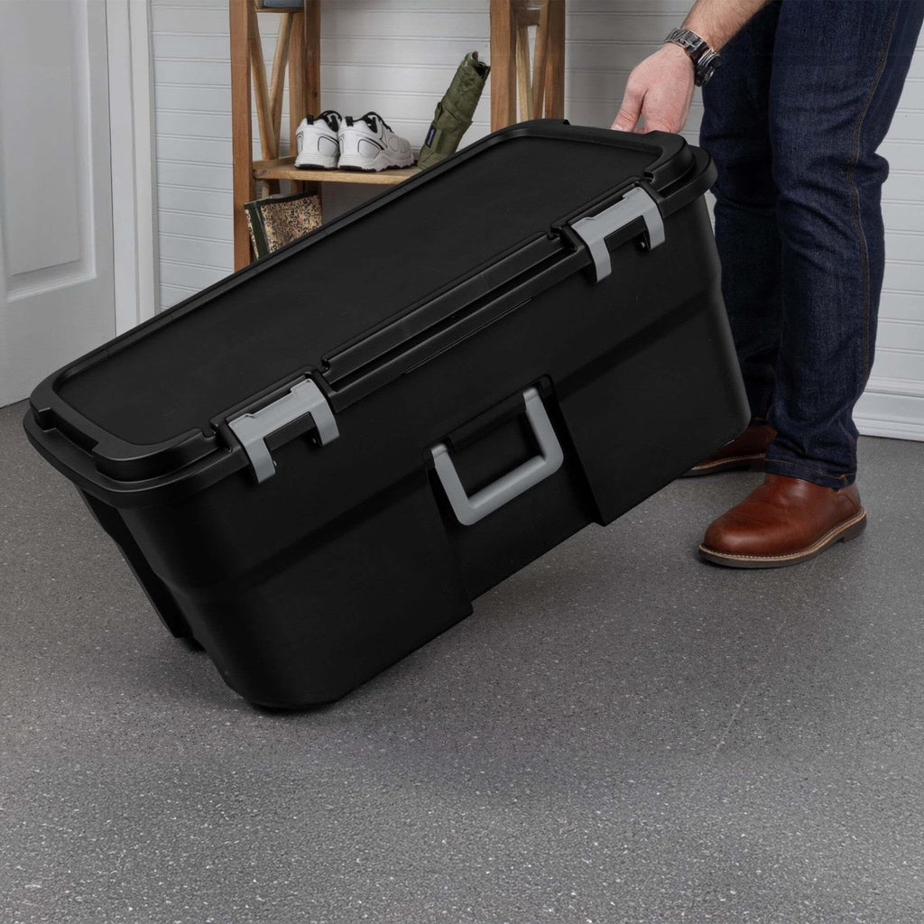 22 Gallon Black Wheeled Plastic Storage Trunk E41637