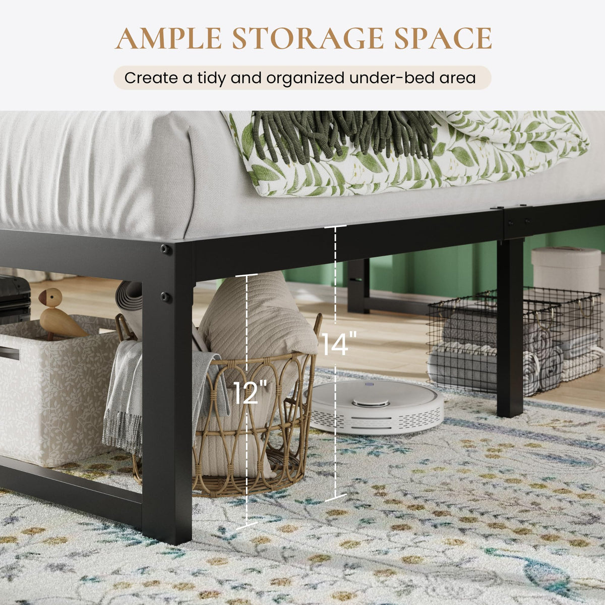 14 Inch Heavy Duty Twin Metal Bed Frame L650