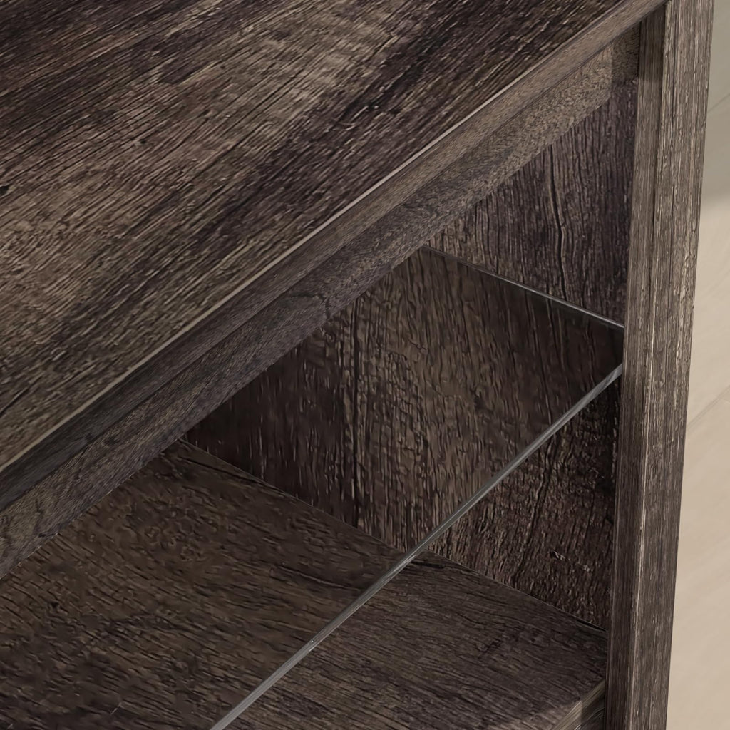 Rustic Brown Grey TV Stand with Sliding Barn Door Y97183