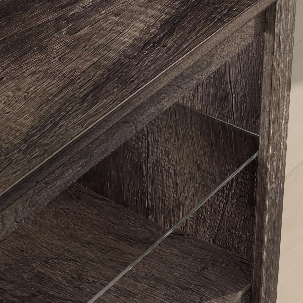 Rustic Brown Grey TV Stand with Sliding Barn Door Y97183