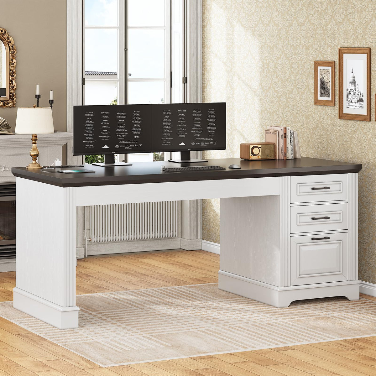 White Office Desk with 3 Drawers X40433