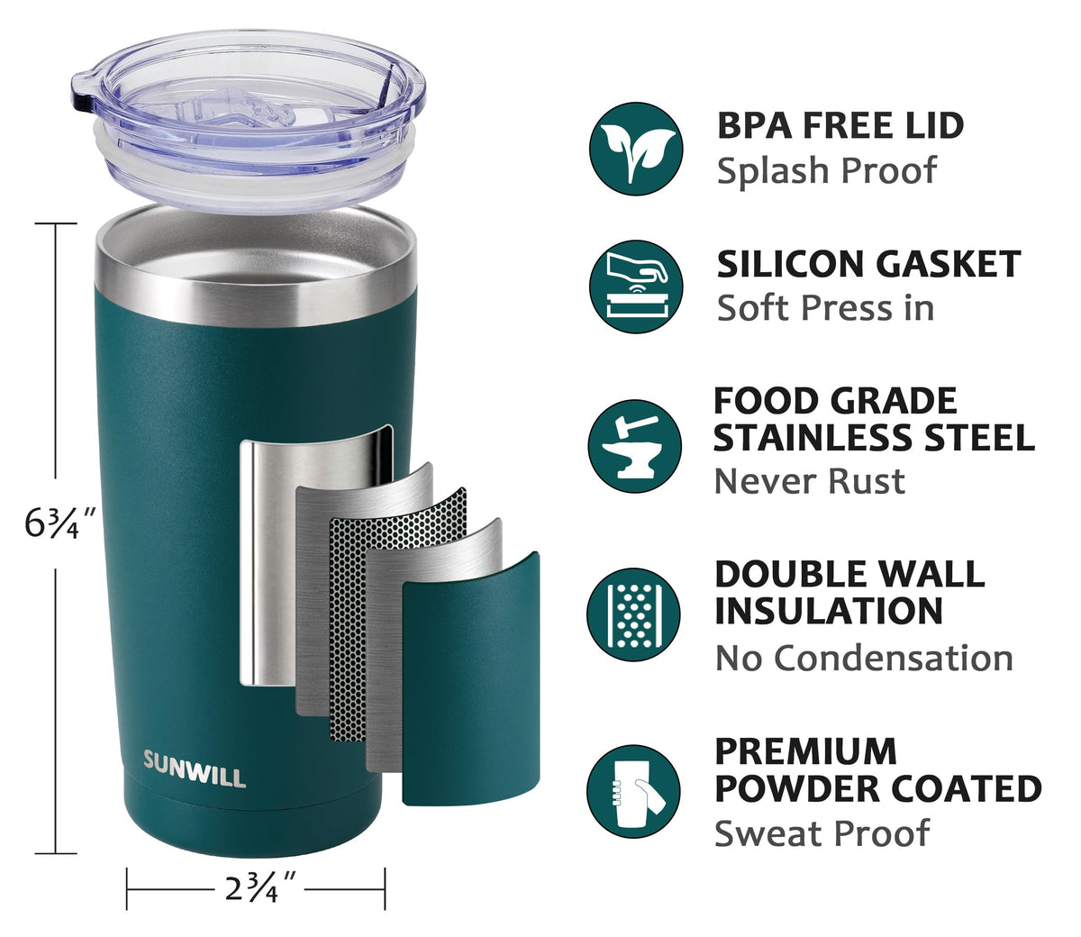 20 oz Insulated Stainless Steel Tumbler Set of 2 D114752