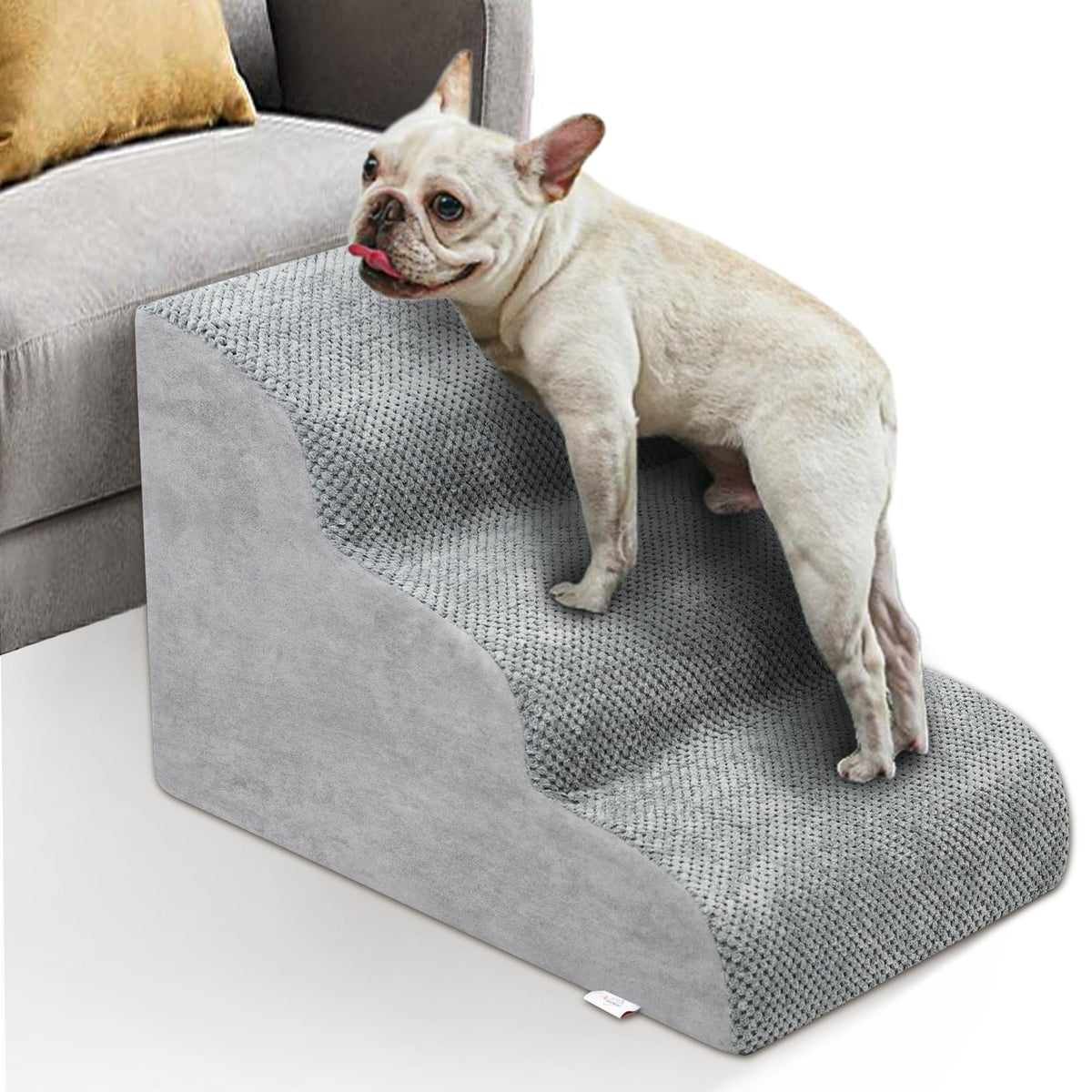 High Density Foam Dog Stairs 3 Steps Grey E579