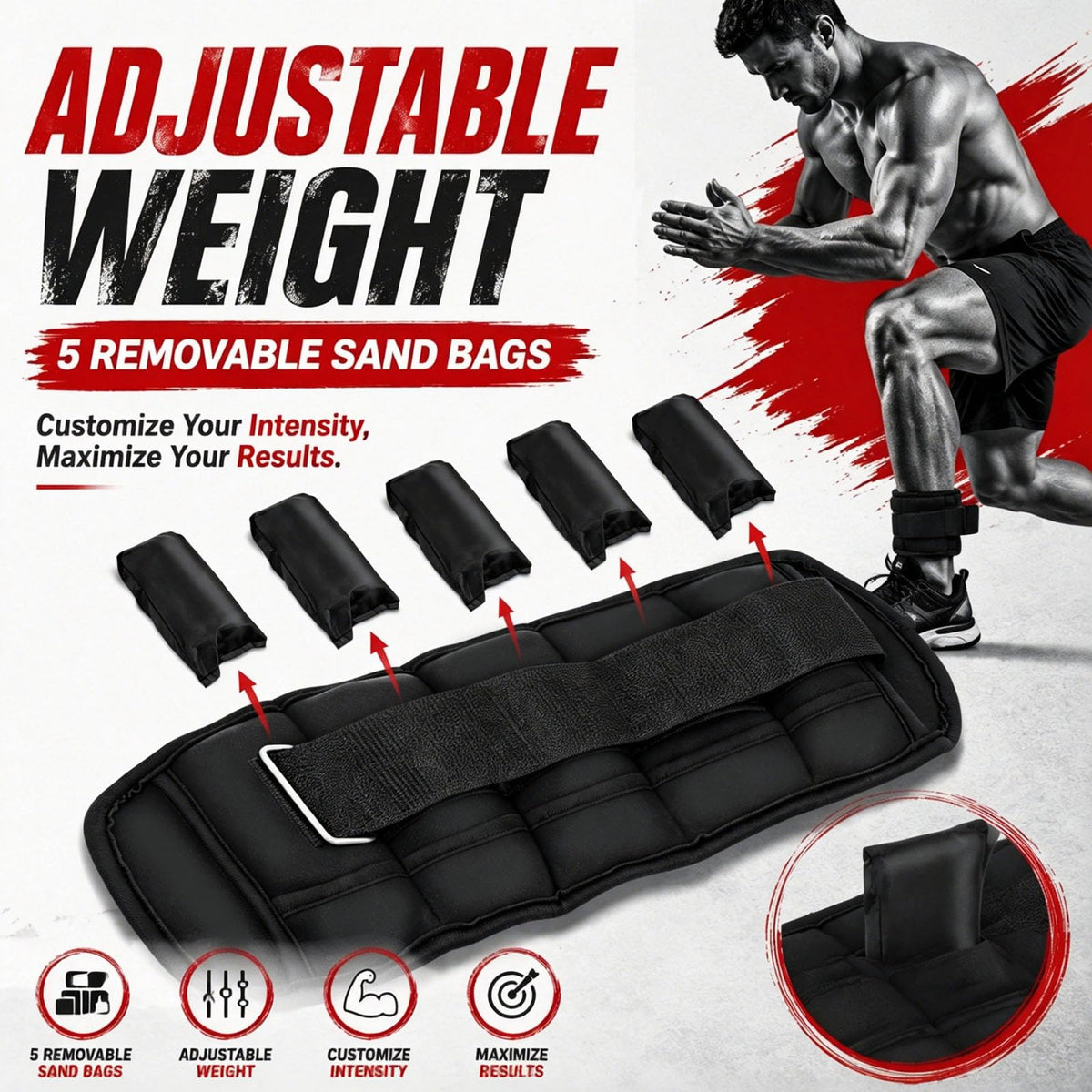 Adjustable 10 lbs Ankle Weights Set Y776301
