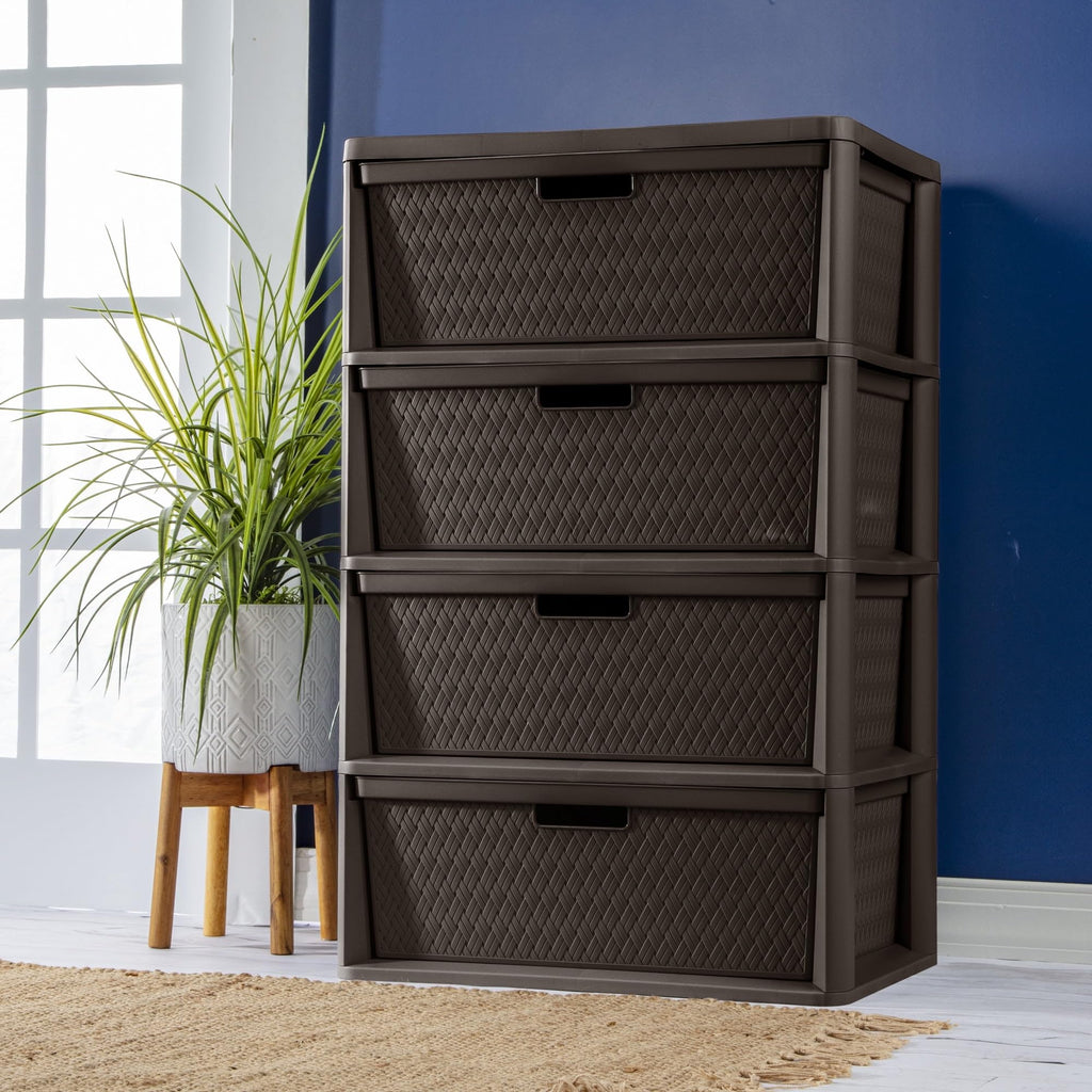 Brown 4 Drawer Plastic Storage Tower N432480