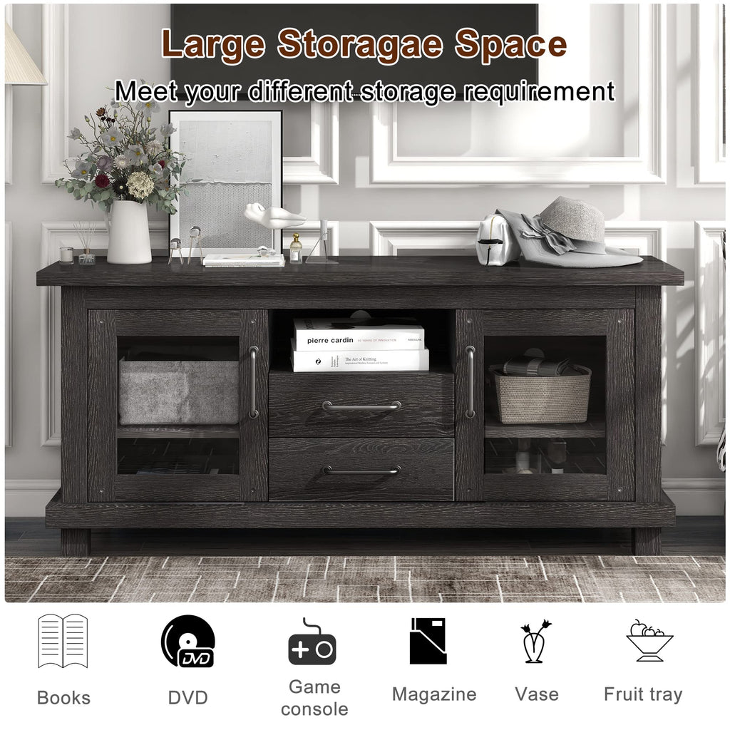 Espresso Particleboard TV Stand with Two Drawers I515