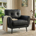 Black Leather Tufted Accent Chair N890