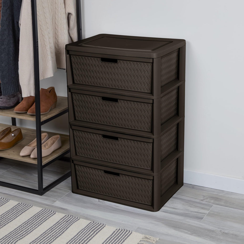 Brown 4 Drawer Plastic Storage Tower N432480
