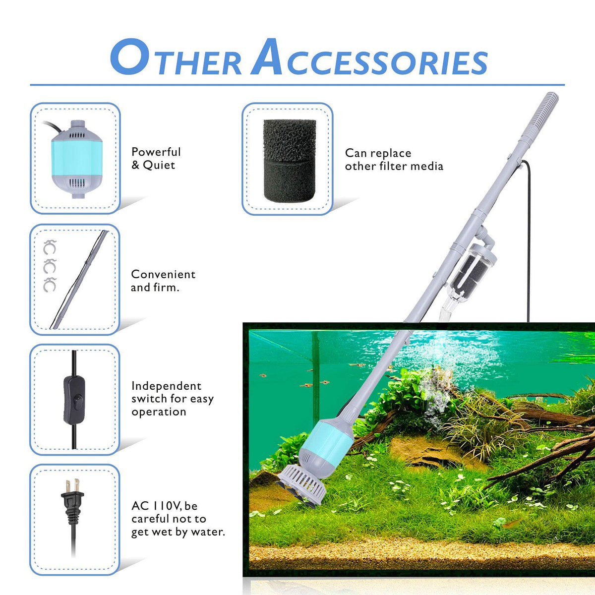 5 in 1 Aquarium Gravel Cleaner Tool Set 15W B5827