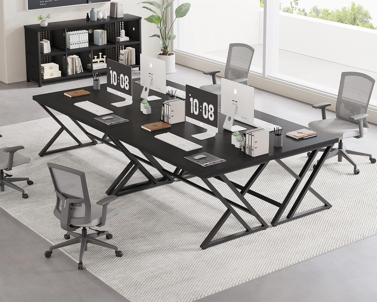Black 47 Inch Metal and Wood Computer Desk T68312