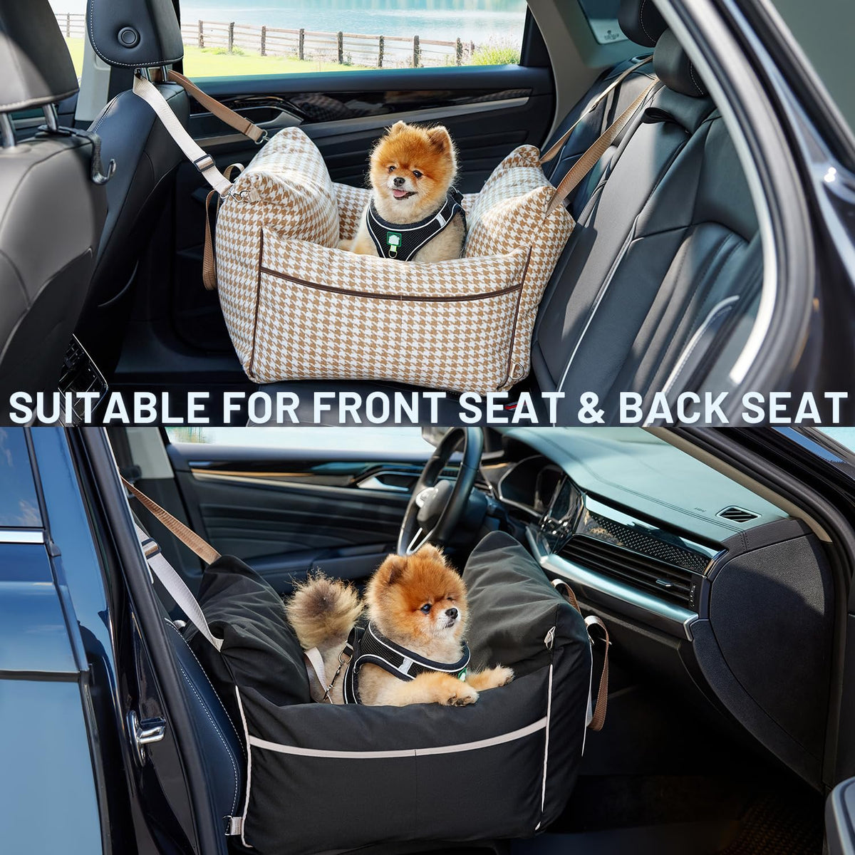 Waterproof Dog Car Seat with Safety Leash, Black G921117