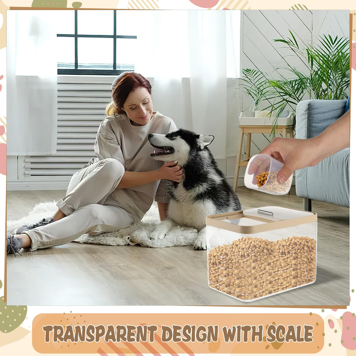 2 Pack Airtight Pet Food Storage Container with Measuring Scoops X64111