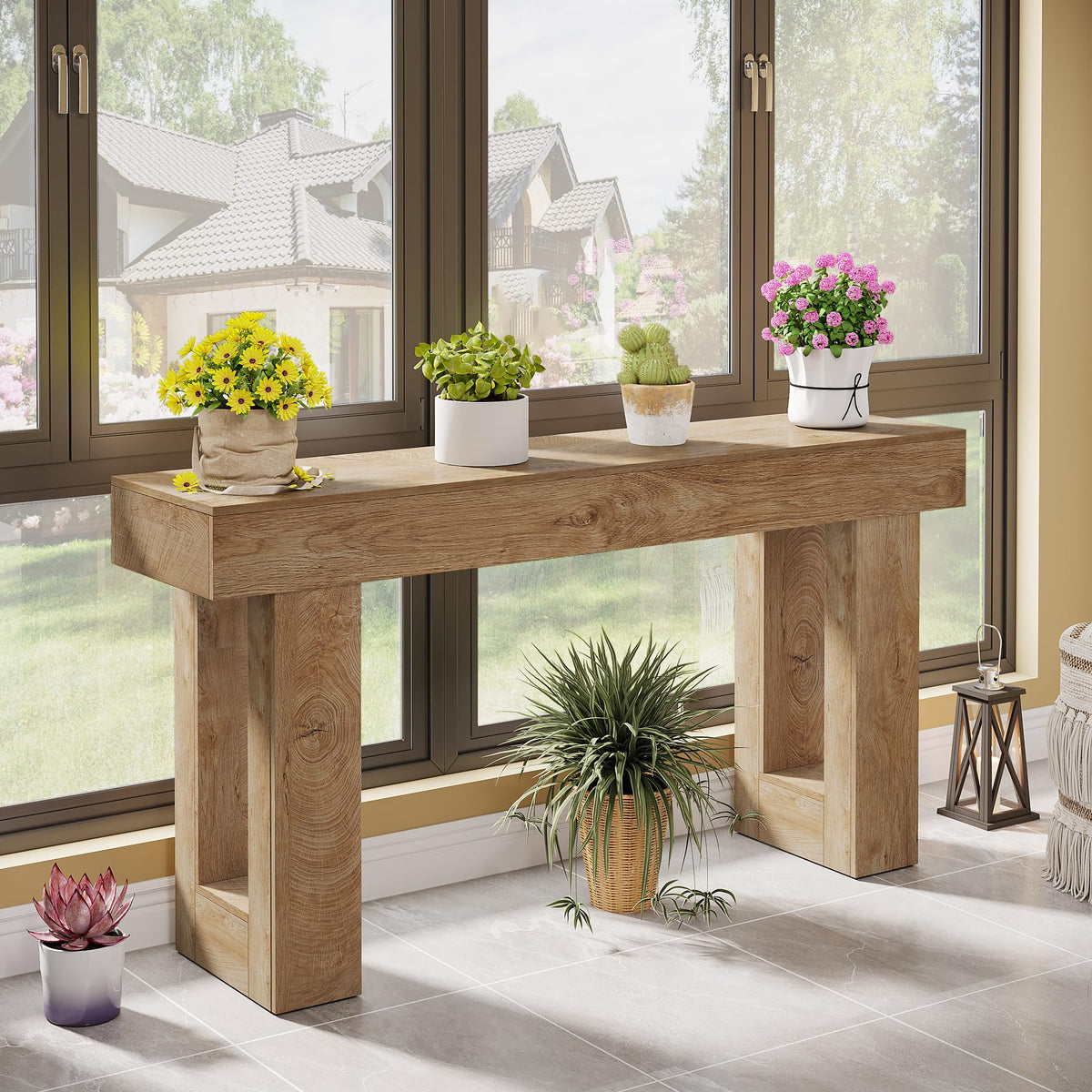 63-Inch Wooden Rectangular Console Table T364
