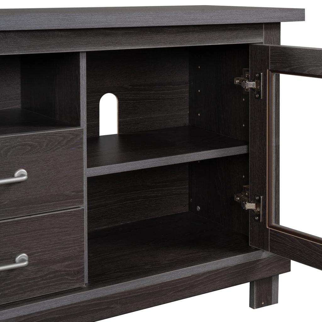 Espresso Particleboard TV Stand with Two Drawers I515
