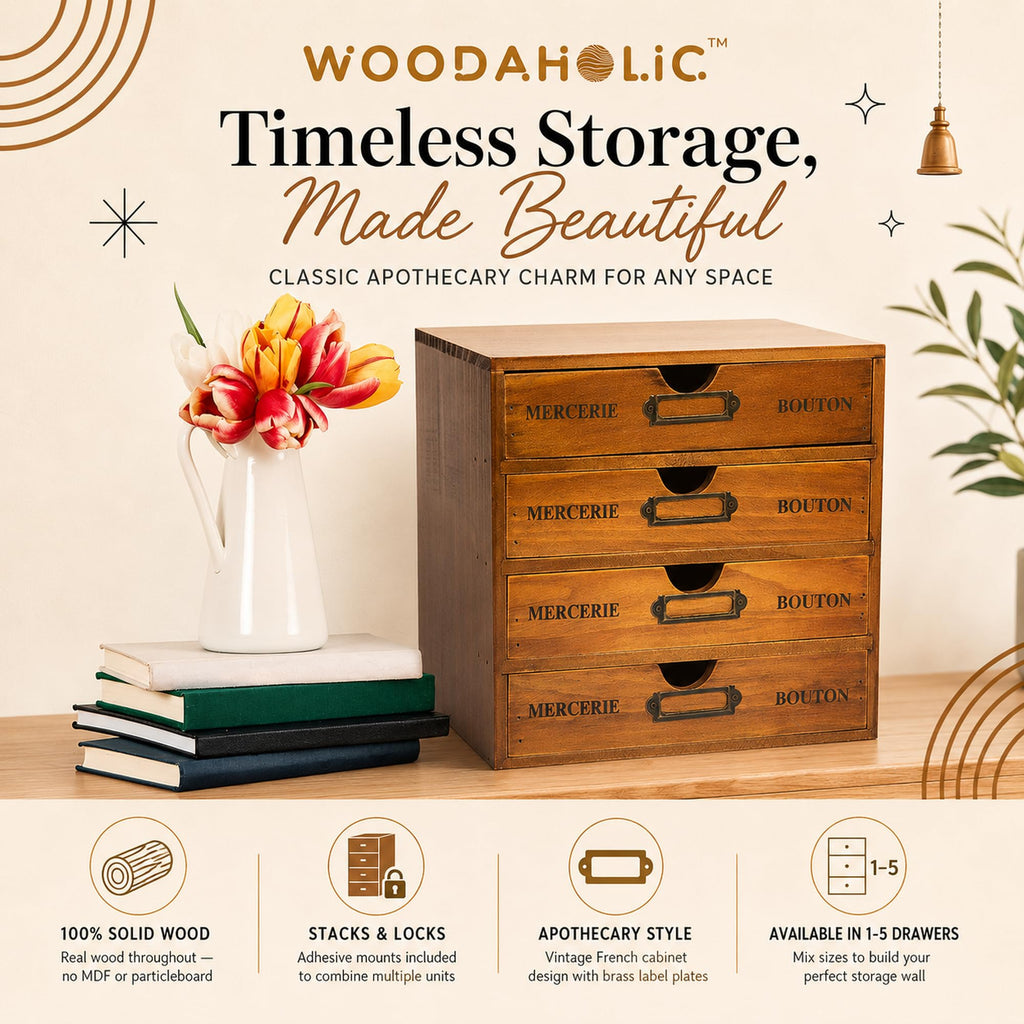 Modular Stackable 4 Drawer Wood Storage Box Z17486