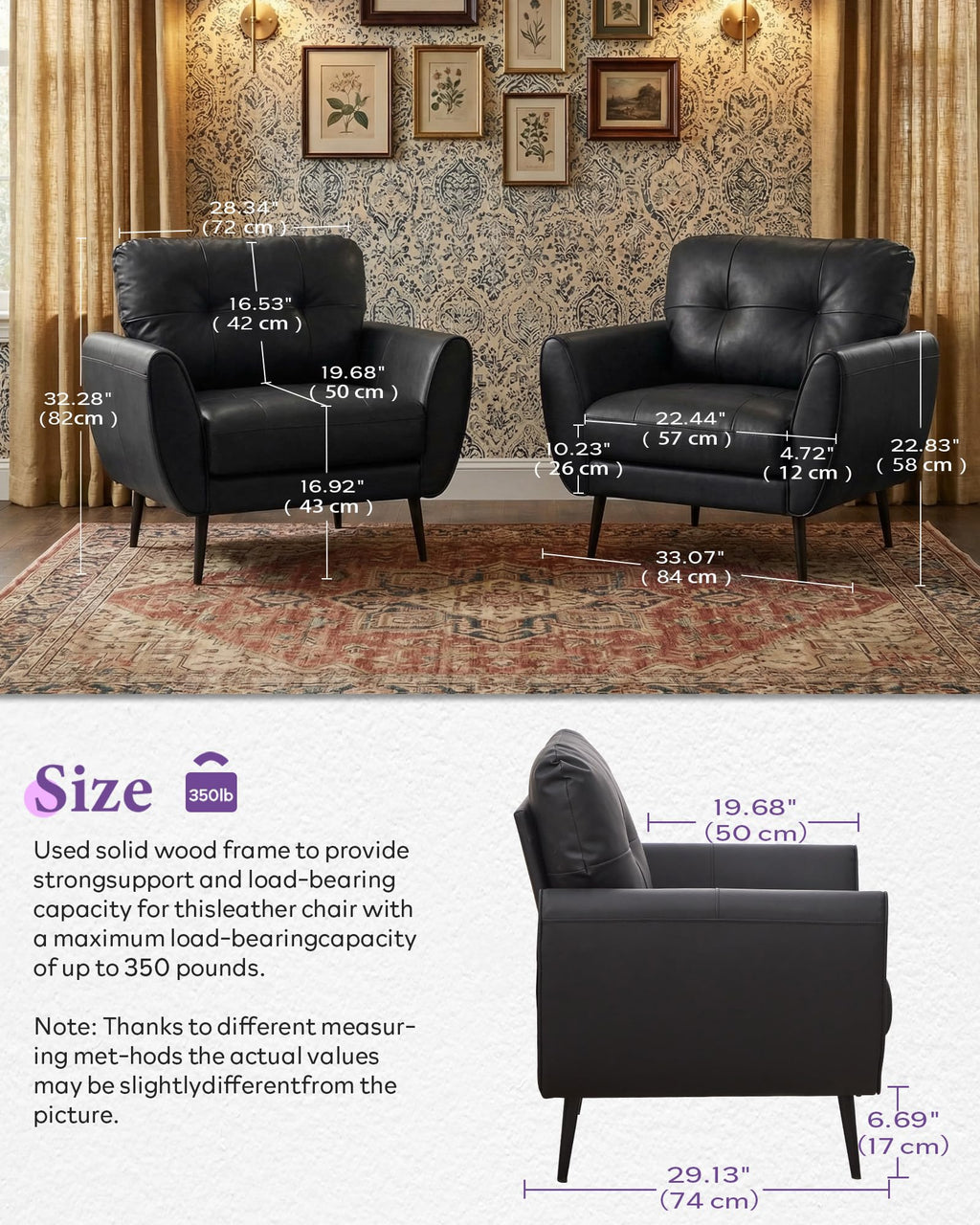 Black Leather Tufted Accent Chair N890