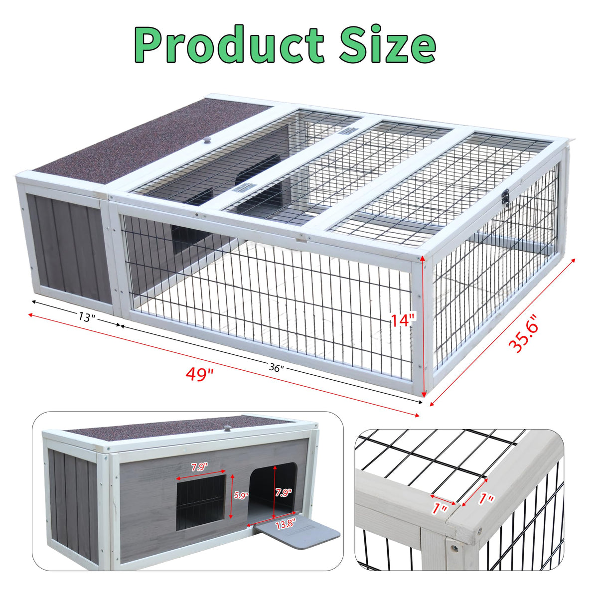 Wooden Rabbit Cage Guinea Pig Enclosure N71573