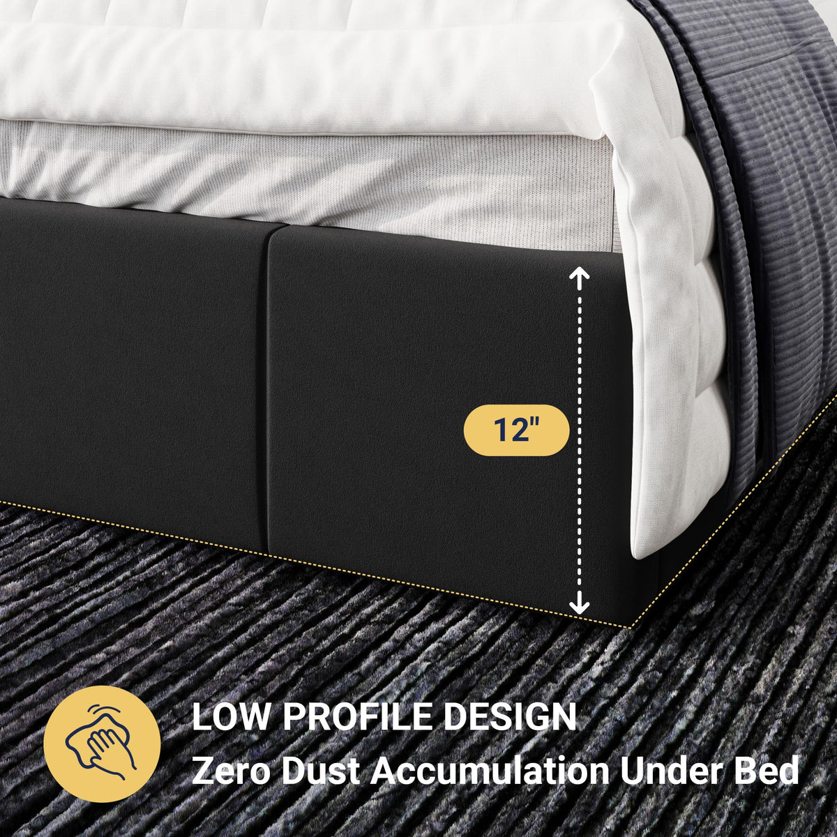 Queen Size Black Dutch Velvet Upholstered Platform Bed Frame B370393