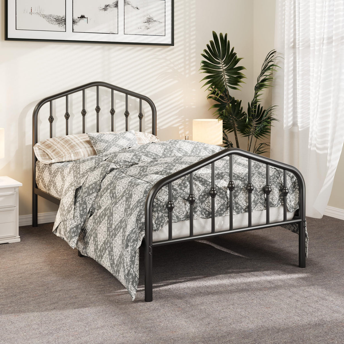 Twin Size Black Metal Platform Bed Frame C76007