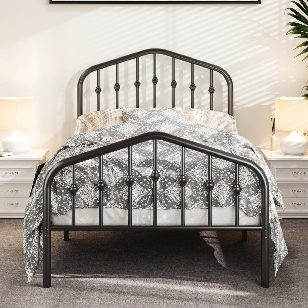 Twin Size Black Metal Platform Bed Frame C76007