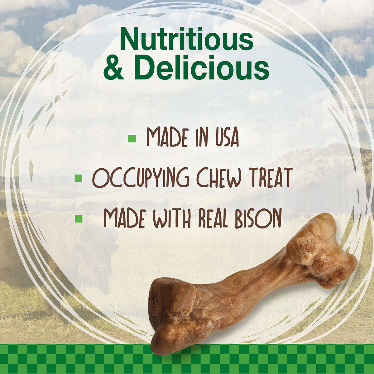 Bison Flavor Medium Dog Treats 2 Count N103