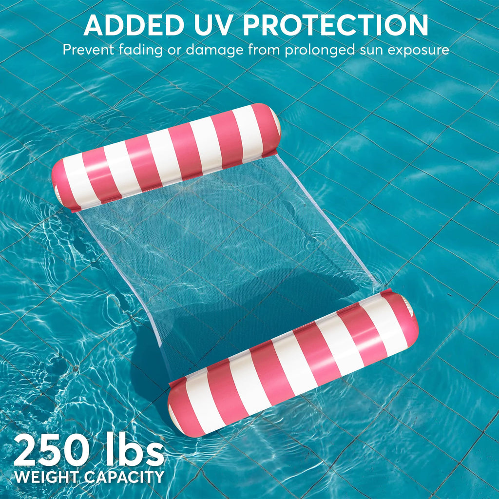 4 Pack Inflatable Pool Hammock Floats with Air Pump and Beach Ball C549917