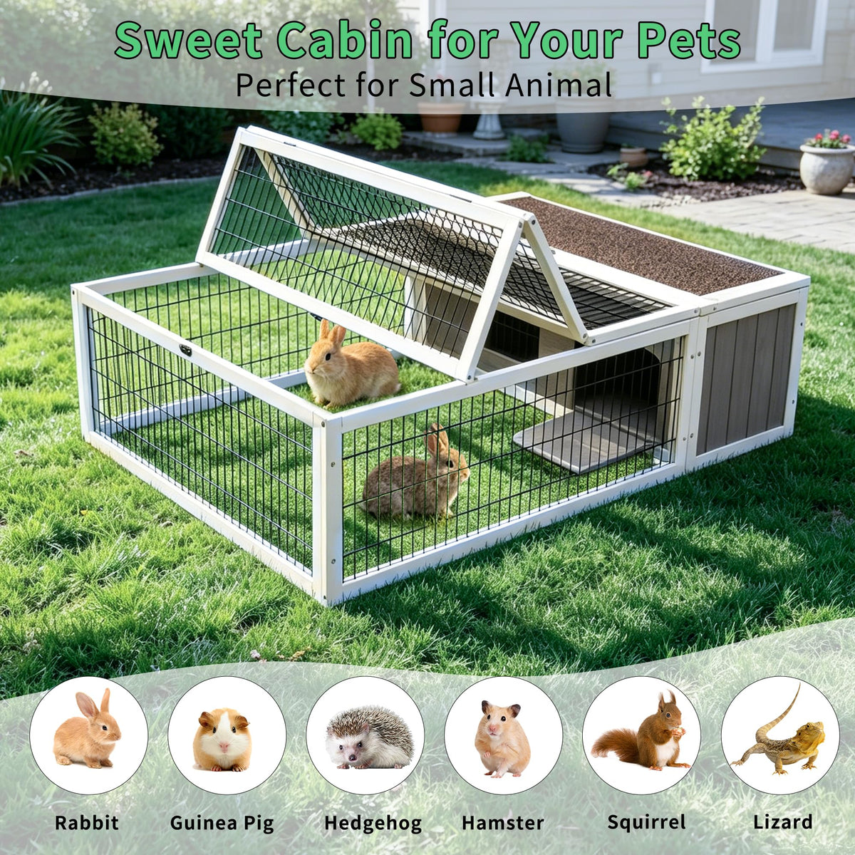 Wooden Rabbit Cage Guinea Pig Enclosure N71573