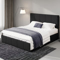 Queen Size Black Dutch Velvet Upholstered Platform Bed Frame B370393