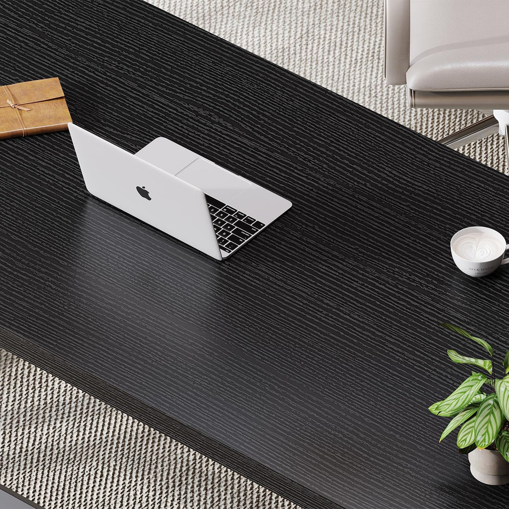 Black 47 Inch Metal and Wood Computer Desk T68312