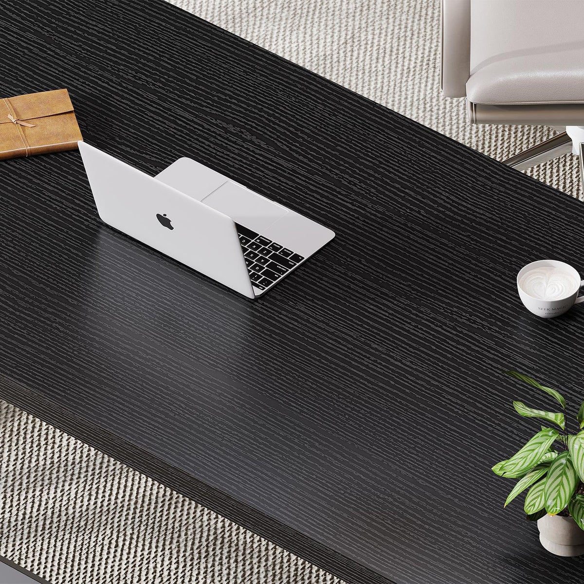 Black 47 Inch Metal and Wood Computer Desk T68312