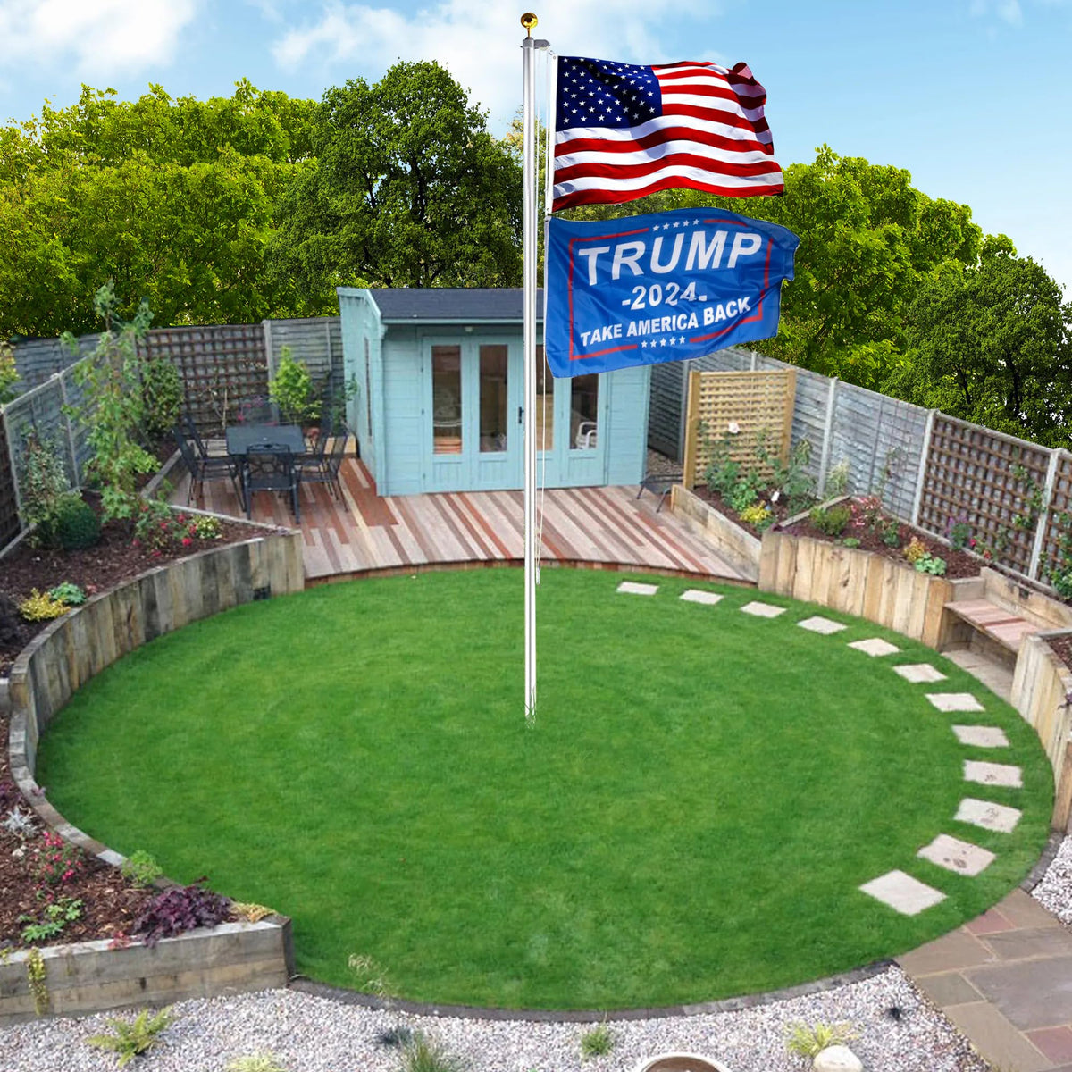 20 FT Aluminum Flagpole Kit with USA Flag K508